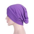 thumbnail image 2 of Womens Muslim Bonnet Cancer Chemo Beanie Caps Islamic Hijab Pleated Turban Hats, 2 of 3