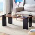 thumbnail image 2 of MDF Rectangular Living Room Coffee Table,Modern Minimalist Coffee Table,Metal Support Legs,Easy to Clean,Suitable for Living Room and Lounge Area,Walnut, 2 of 9