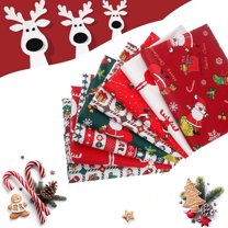 HEYMAPLE 8Pcs 10"x8" Precut Fabric Squares, Fabric Bundle for Sewing and Crafting, Christmas Series