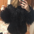 thumbnail image 3 of Women's Faux Fur Jacket Warm Plush Round Neck Coat Autumn Winter Long Sleeve Solid Color Furry Coat for Casual Street Wear Shopping, 3 of 8