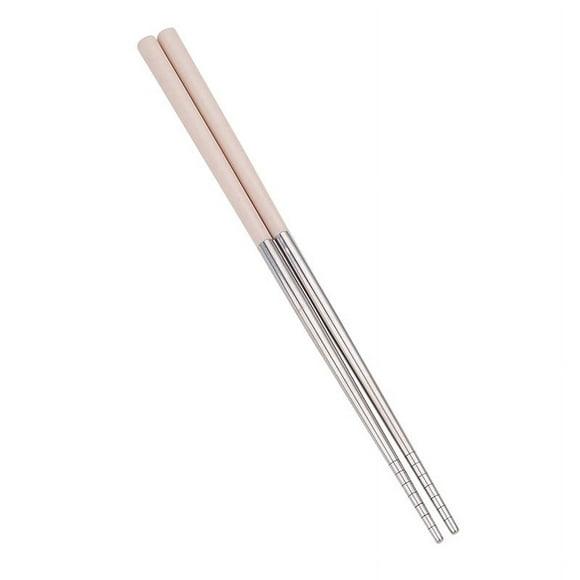 Granjero Gordo 2 pares de palillos chinos portátiles de acero inoxidable hechos de paja de trigo de metal reutilizables, adecuados para el hogar, campamento, beige