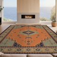 thumbnail image 2 of Design&I 8'x10' Ultra Soft Area Rug, Orange Navy Geometric Symmetry Floral Accents Intricate Border Design, Central Fluffy Washable Non Shedding for Bedroom Living Room Under Sectional, 2 of 3
