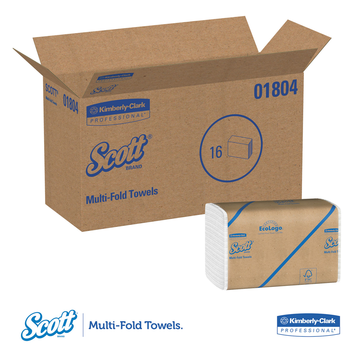 Scott Essential Multi-Fold Towels, 9.2 x 9.4, 250/Pk, 16 Pk/CT - 1