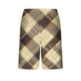 thumbnail image 5 of BXJX Mens Plaid Shorts With Pockets- Drawstring Elastic Waist Fashion Casual Summer Shorts Khaki Size M, 5 of 7