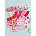 thumbnail image 3 of BemeyourBBs Toddler Baby Girls Swimsuit with Hat 2 Pcs Set Cherry Bow Strawberry Print Ruffled Trim Spaghetti Strap Sleeveless Swimwear, 3 of 9