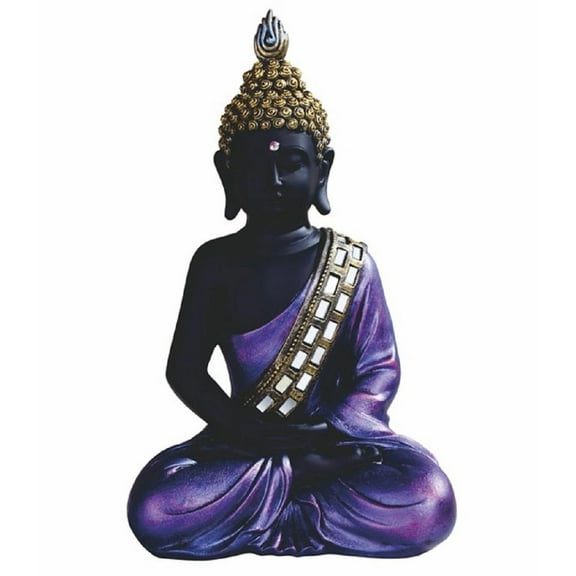 FC Design 11.25"H Purple and Black Buddha in Meditation Statue Feng Shui Decoration Religious Figurine