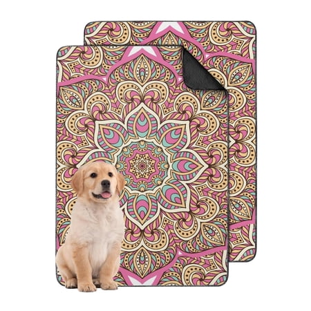 Mandala Design 24 x35 Washable Pee Pads for Dogs Reusable Non-Slip Potty Pads with High Absorbency Core for Floors and Crate Training.