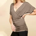 thumbnail image 6 of Womens Clothing Homenesgenics Womens Tops Womens T Shirts Short Sleeve Shirts V-Neck Summer Casual Lightweight Clothes Brown S, 6 of 6