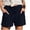 A-Navy69, variant on Women's Wide-Leg Shorts Elastic Waistband With Pockets Summer Trousers Solid Color Minimalist Beach Bottoms