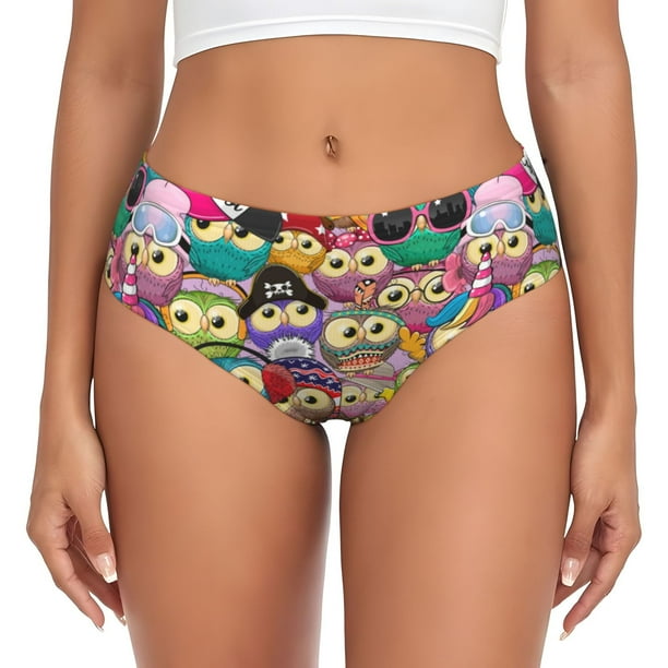 Balery Cute Cartoon Owls Ropa Interior de Algodón para Mujer con Dibujo – Braguitas Cómodas y Elásticas, Estilo Clásico-4X-Large