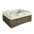 thumbnail image 1 of Rattan Storage Basket Desktop Handmade Waterproof Straw Baskets Paper Rope+cotton Linen+iron Cosmetic Towel Container, 1 of 12
