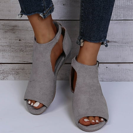 

Herrnalise Fashion Women Flat Shoes Hollow Wedge Heel Casual Large Size Sandals Shoes Women s Shoes under $30