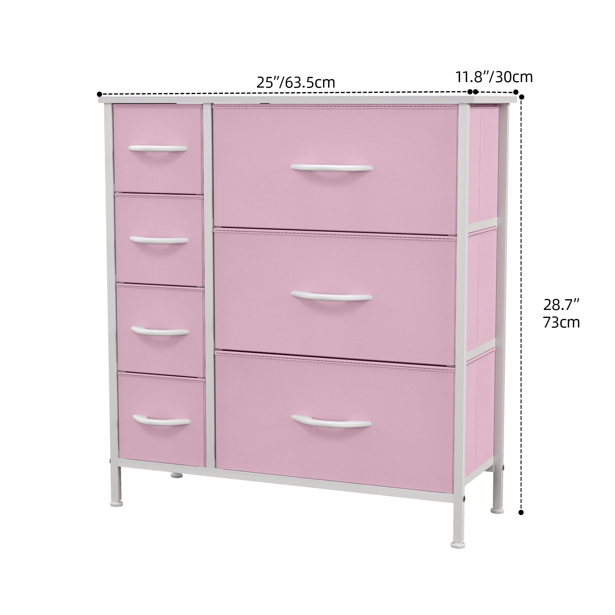 Uforic 7-Drawer Fabric Dresser, Pink Storage Organizer for & Closet, for Adults and Teens