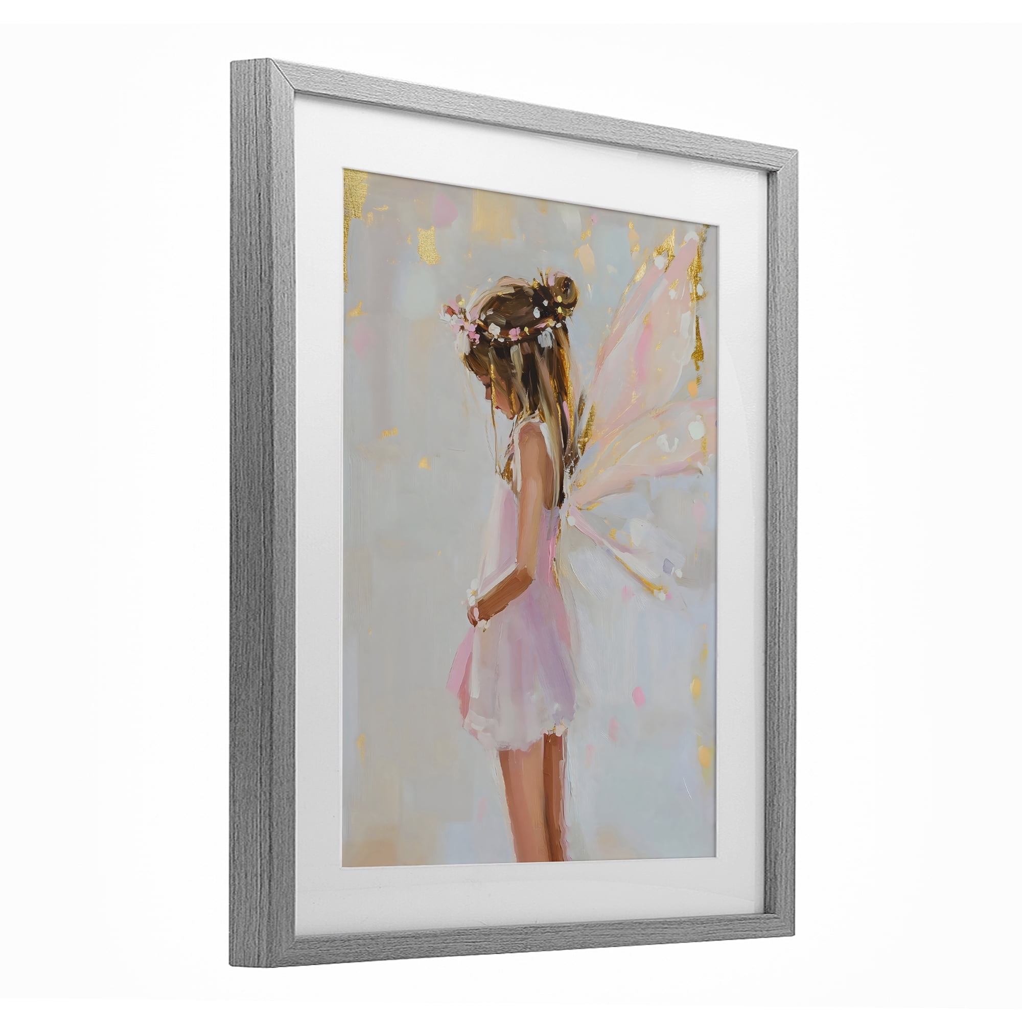 Stupell Industries Youthful Fairy Girl Gray Framed Print Under Glass, design by The Prints Vibe