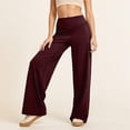thumbnail image 2 of YANGXINX Yoga Pants for Women 2026 Trendy High Waisted Solid Wide Leg Flared Bootcut Trousers No Front Seamless Loose Fit Outdoor Activewear, 2 of 5