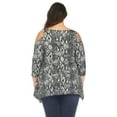 thumbnail image 3 of White Mark Women's Plus Size Snake Print Cold Shoulder Tunic, 3 of 6
