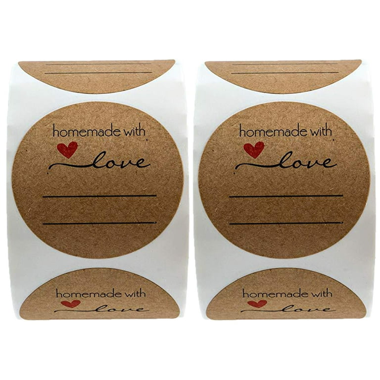 2 Inch Natural Brown Kraft Stickers (500 Per Roll), Homemade with Love  Sticker with Lines for Writing (Permanent Adhesive) for Store Owners,  Crafts, Organizing, Jar and Canning Labels - 2 inches 