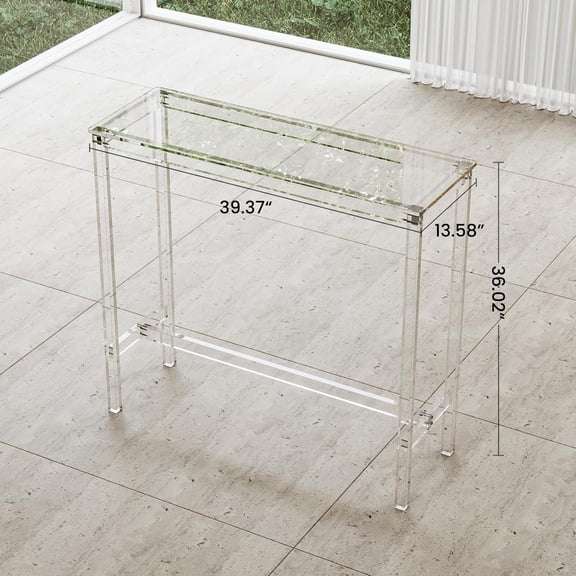 Acrylic Counter Height Bar Table - Rectangular High Top Pub Table for Kitchen Dining Living Room Indoor Outdoor