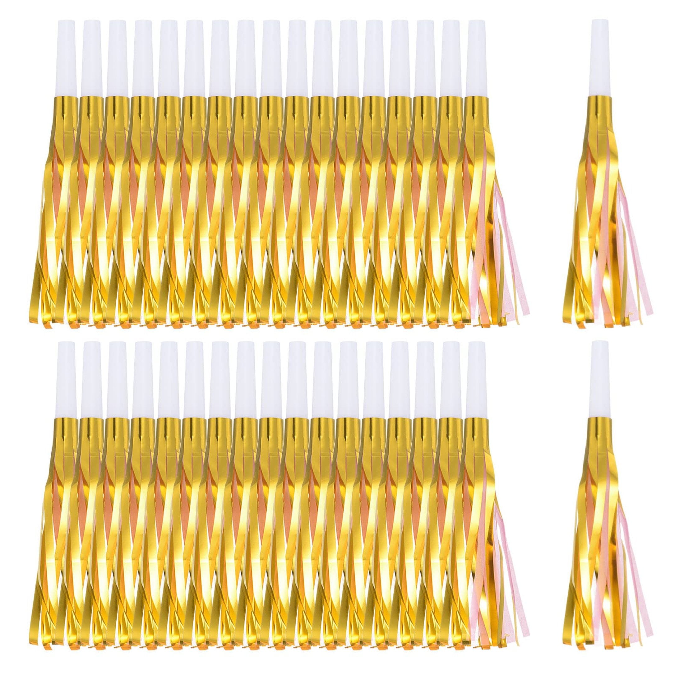 Sifflet Musical à Franges Métalliques Scintillantes - Pack De Fête Pour Nouvel An Anniversaire - Ensemble De Célébration Or Rose