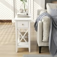 thumbnail image 5 of Choo Choo End Table with Flip Top, Rectangle Narrow Side Table Living Room Bedroom White, 5 of 5