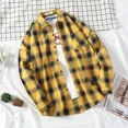 thumbnail image 3 of Camisas para hombre Camisa a cuadros de colores amarillos para hombre Camisa a cuadros de diseñador de moda para hombre 2024 Ropa popular coreana con mangas para las redes sociales asiáticas, 3 of 5