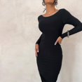 thumbnail image 2 of Women's Sexy Long Sleeve Backless Ruched Evening Prom Mermaid Dress, 2 of 3