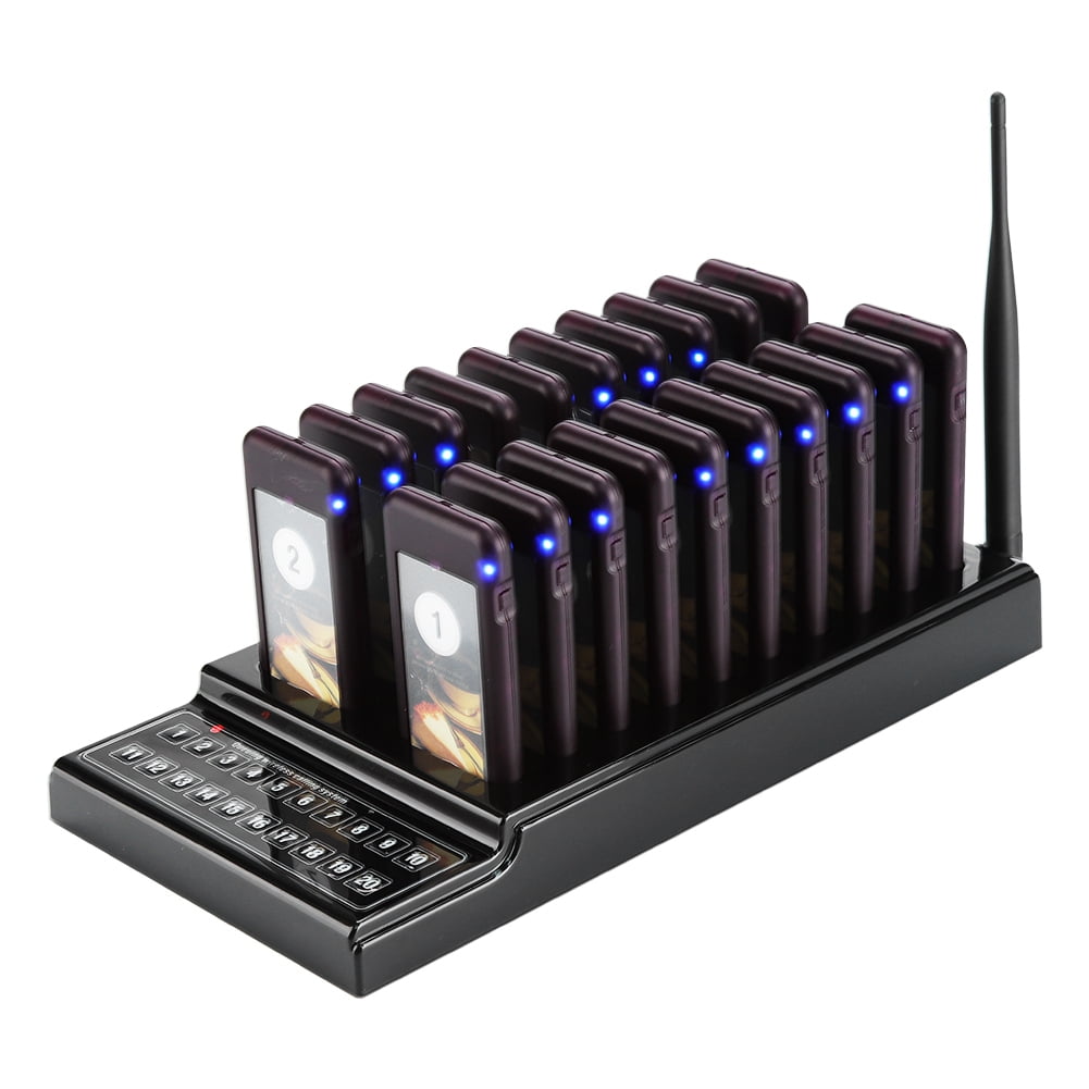 US Restaurant Pager System,SU-680 Super Long Range Wireless Calling Paging System Guest Customer Call Queuing System with 1 Keyboard Transmitter 30 Coaster Pager Receiver for Cafe Hospital Church