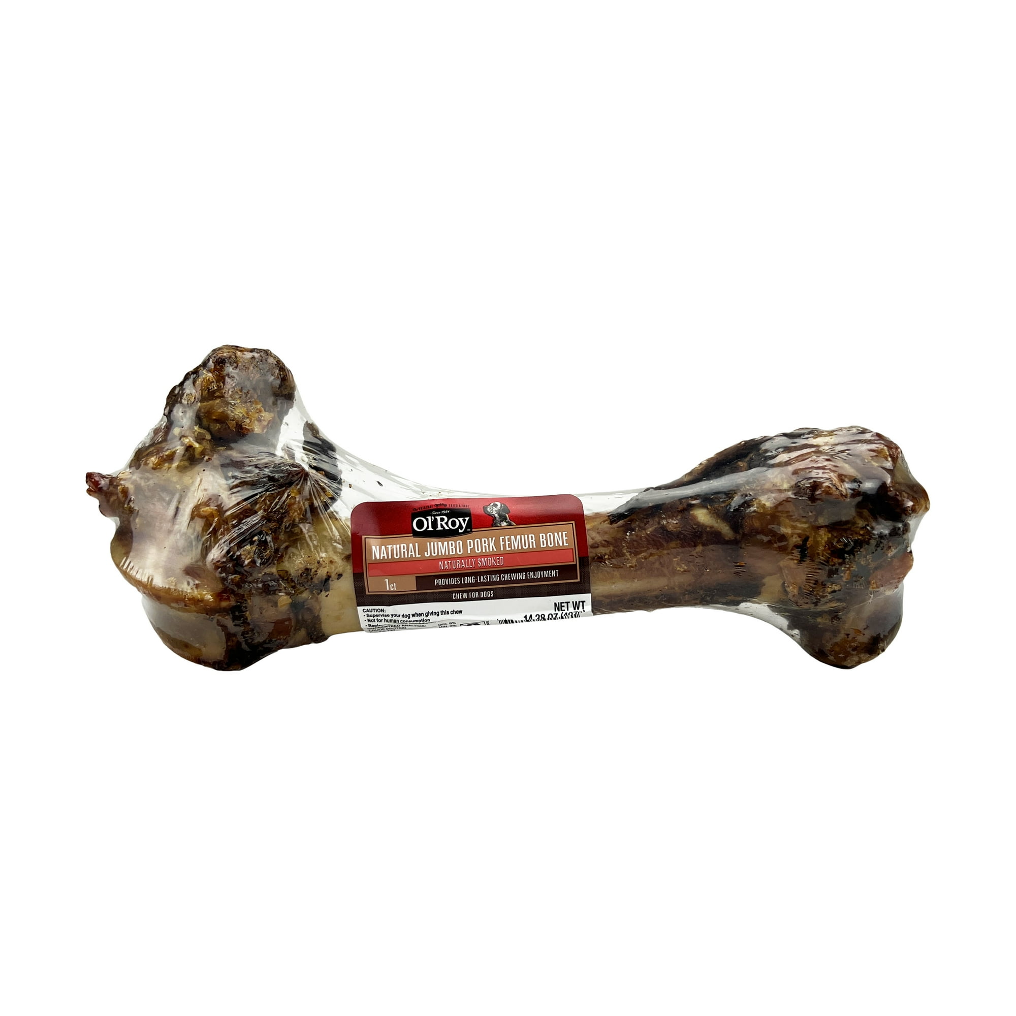Ol' Roy Natural Jumbo Pork Femur Chew for Dogs, 14.38 oz, 1 Count