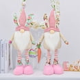 thumbnail image 4 of Easter Bunny Gnomes with Long Legs Plush Gifts,Lovely Tray Party Table Decor Scandinavian Elf Tomte Figurines, Spring Holiday Ornament Large Standing Dwarf Gnomes for Home, 4 of 6
