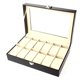 thumbnail image 2 of Caja de reloj de madera negra, 12 ranuras, ventana transparente a prueba de arañazos, vitrina para almacenamiento de viaje en el hogar, 2 of 10