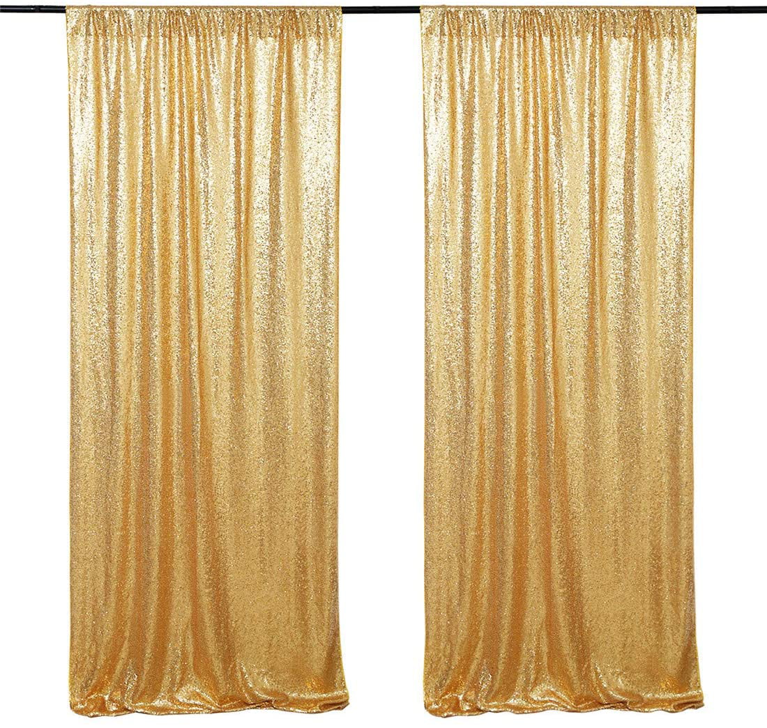 2 Panels 2ftx6ft Gold Sparkly Sequin Curtain Potography Backdrop Weddin 