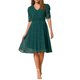 thumbnail image 1 of INSPIRE CHIC Vestido de Mujer Chifón con Estrellas Metálicas, Manga Fruncida, Cuello en V, Corte A, Color Verde, 1 of 6