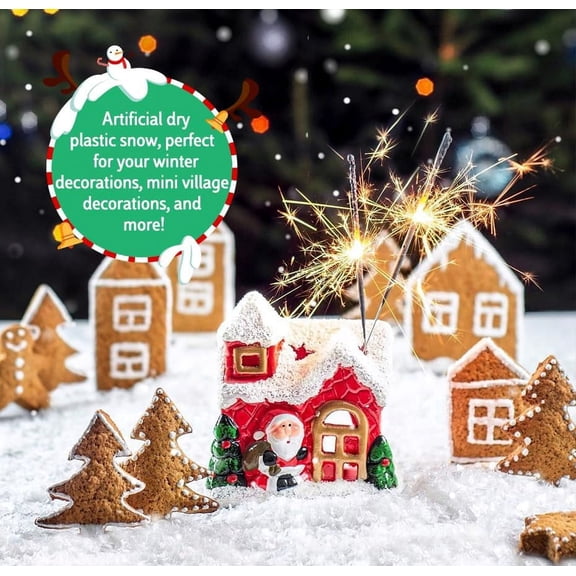 20 Ounces Christmas Fake Snow Decoration, Artificial Snowflakes for Crafts, Village Displays, and Holiday Decor