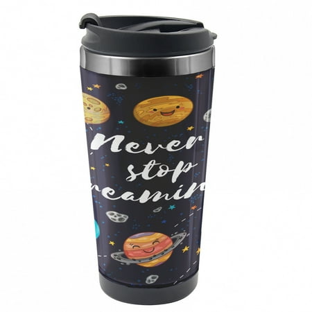 

Saying Travel Mug Outer Space Star Cluster Steel Thermal Cup 16 oz by Ambesonne