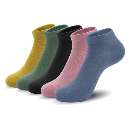 SERISIMPLE Women Thin Mesh Bamboo Ankle Breathable Sock Summer Low-Cut Socks 5 Pairs (Assorted, Medium)