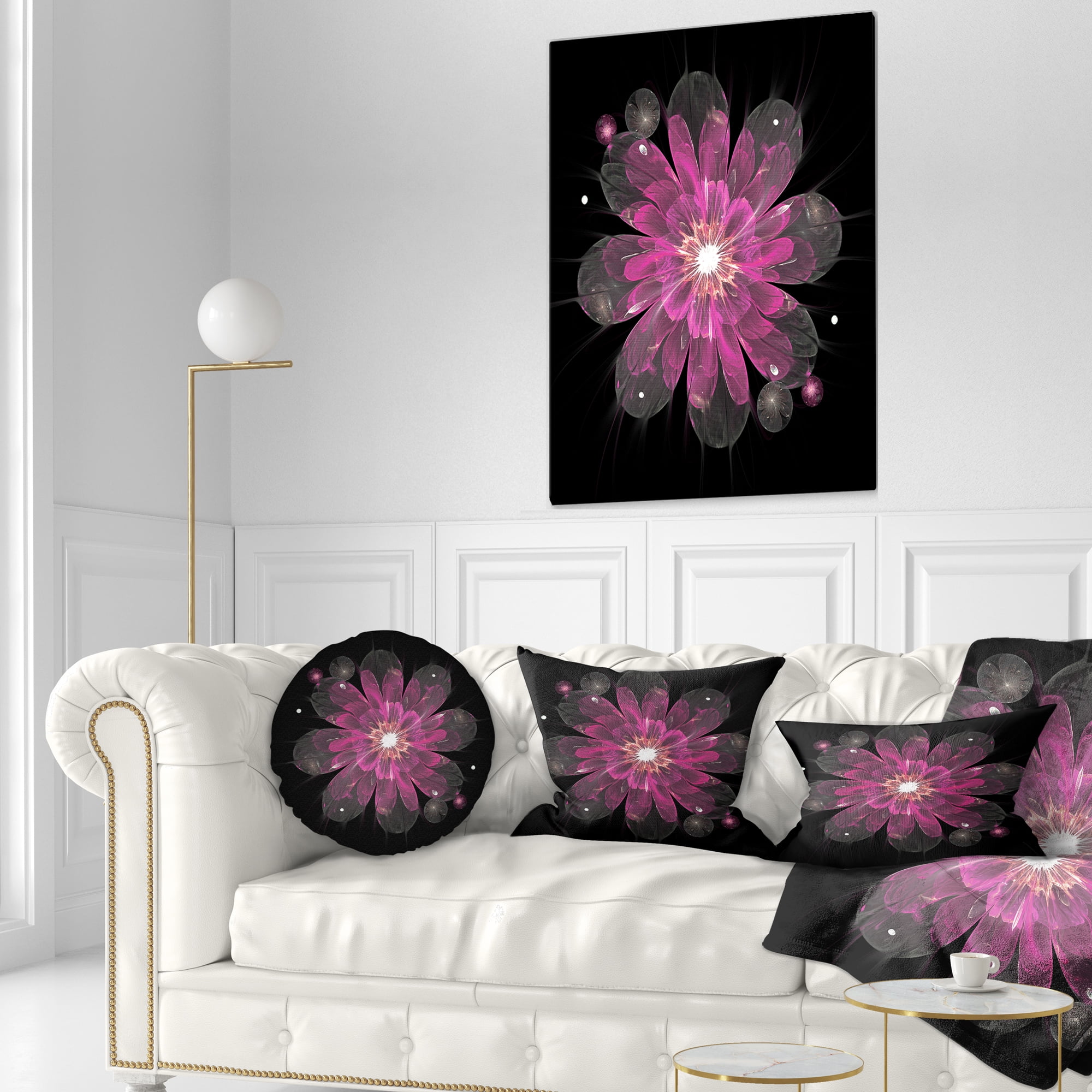 Designart 12" x 20" Black Polyester Throw Pillow