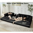 thumbnail image 5 of 110" Oversize Cloud Sectional Sofa Couch with Side Pocket, 3-in-1 L-Shape Sofa with 8 Pillows, 4-Seaters Corduroy Convertible Floor Sleeper Sofa Bed, No Assembly, Black, 5 of 6