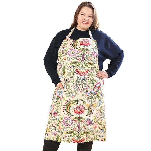 Delantales De Algodón Y Lino Para Hornear, Talla Grande, Para Mujer, Con Bolsillos, Cocina, Flores Amarillas