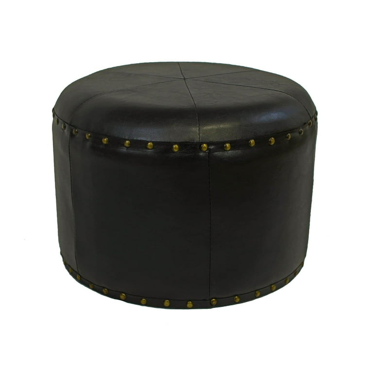 International Caravan Mini Round Faux Leather Stool International Caravan Mini Round Faux Leather Stool