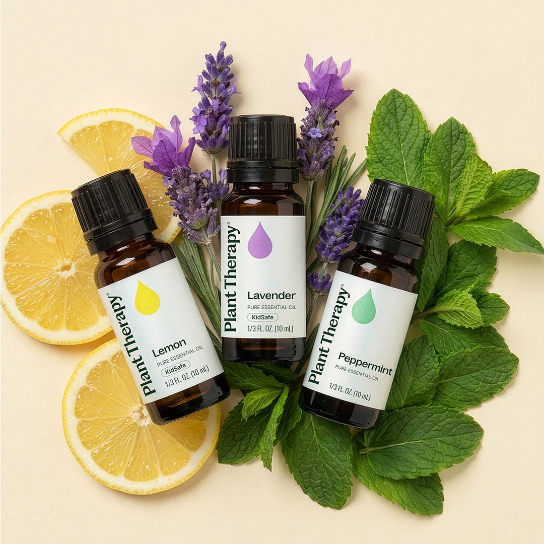 Plant Therapy Lemon, Lavender and Peppermint Essential Oil Set 10 mL (1/3 oz) 100% Pure, Undiluted, Natural Aromatherapy