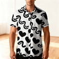 thumbnail image 1 of TaTaai Men's Valentine's Day Shirt, Black White Printed Button Down, Short Sleeve Date Top, Romantic Casual Blouse Gift, 1 of 8