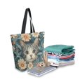 thumbnail image 2 of FORMRS Womens Canvas Tote Bag with Zipper Inner Pocket Shoulder Handbag, Flowers Cat, 2 of 7