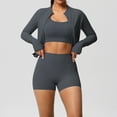 thumbnail image 2 of DHFJKG 3 Piece Workout Sets For Women Yoga Sports Bra High Waisted Shorts Athletic Jacket Casual Running Fitness Yoga Wear Soft Outfit, 2 of 3