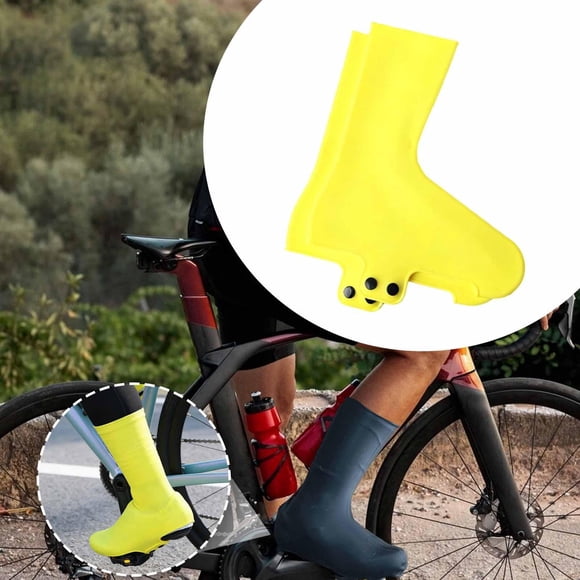 Cubrezapatillas de ciclismo Botines Reducción de arrastre Impermeable Candado profesional para bicicleta Amarillo S