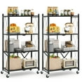 thumbnail image 1 of Gymax 2PCS 4-tier Foldable Storage Shelving Unit w/4 Universal Wheels for Kitchen, 1 of 9