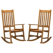 Ktaxon 2 Pack Wooden Rocking Chair, Wood Chair for Outdoor and Indoor, Original Color, Wood Rocker for Patio and Garden Lawn Yard