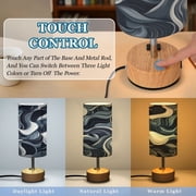 Touch Control Table Lamp with LED Bulb Bedside Lamp for Bedroom Living Room Digital Waves Pattern