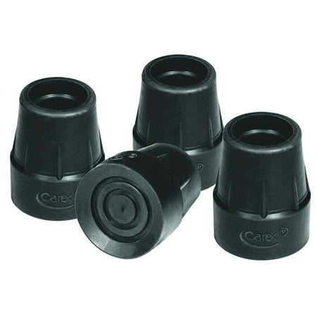 Carex Quad Cane Replacement Black Tips, 5/8", Made of TPR Rubber, 4 Count