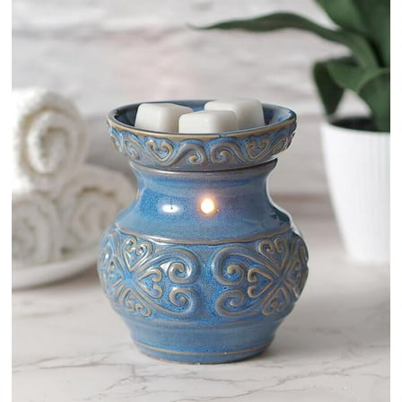 Hosley 5 High Blue Ceramic Electric Wax Warmer with Wax Melts & Fragrance Oils
