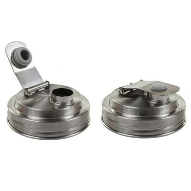 2Pc Wide Mouth Jar Stainless Steel Pour Spout Lid,Reusable Jar Lids for Wide Mouth Jars,Without Handle